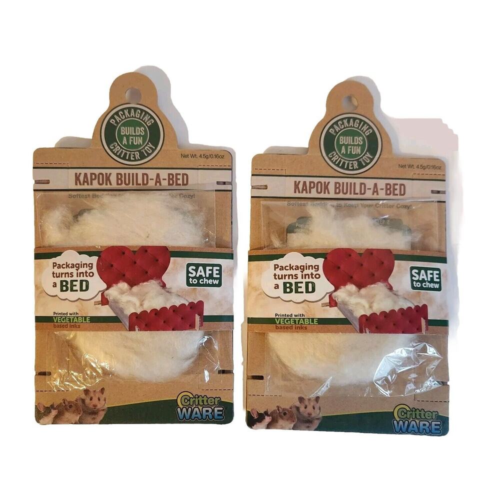 Critter Ware Kapok Build A Bed Lot of 2 for Small Animals Hamsters Safe